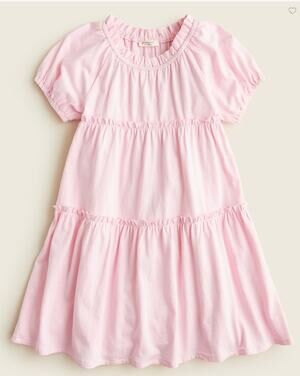 Crewcuts Pink Cotton Tiered Puff Sleeve Midi Dress Girls Size 6